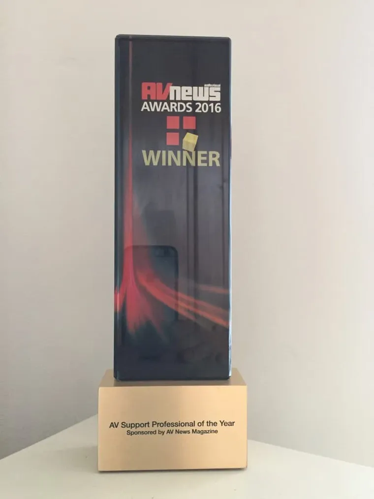 AV News Awards 2016 winner trophy for AV Support Professional of the Year