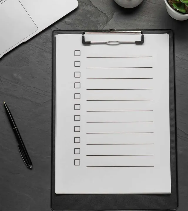 Blank checklist on a clipboard ready for an AV health check