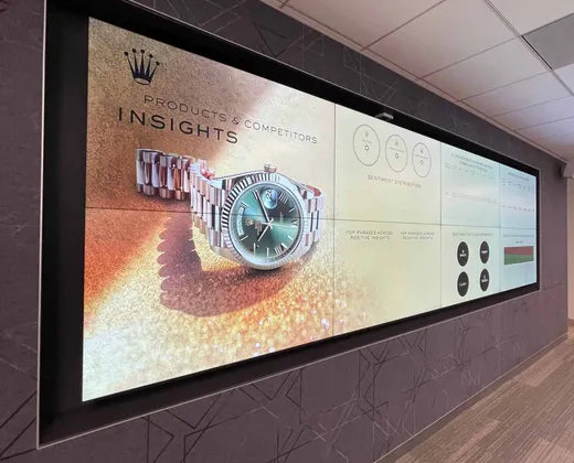 Wide LED display wall commissioned in a corridor